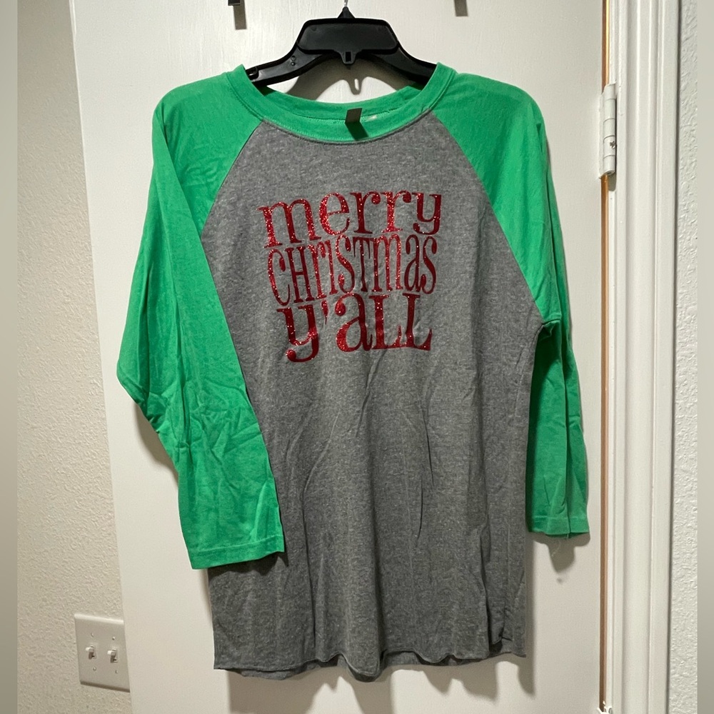 Medium baseball shirt Merry Christmas Y’all